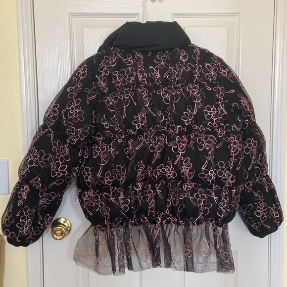 Sandy Liang Metallic Floral Organza Tulle Down Puffer - Picture 6 of 13